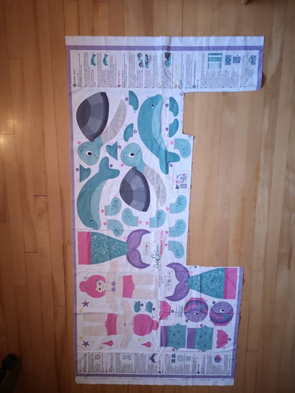 Kullaloo Cut & Sew Fabric Panel "Underwater Tales" Fish Mermaid & Clothes